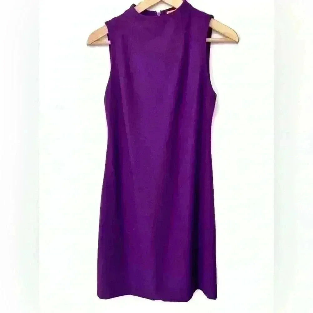 Alice + Olivia Womens Purple Mock Neck Minimalist Midi Party Evening Dress 0